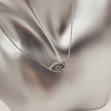 Load image into Gallery viewer, Large Single Evil Eye Icon Necklace, Sterling Silver
