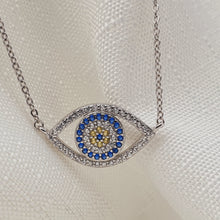 Load image into Gallery viewer, Large Single Evil Eye Icon Necklace, Sterling Silver
