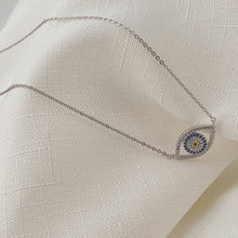Load image into Gallery viewer, Large Single Evil Eye Icon Necklace, Sterling Silver
