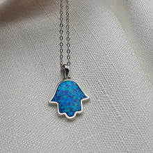 Load image into Gallery viewer, Hamsa Hand Opal Necklace, Sterling Silver
