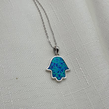 Load image into Gallery viewer, Hamsa Hand Opal Necklace, Sterling Silver
