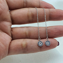 Load image into Gallery viewer, Evil eye Icon Chain Earrings, Sterling Silver
