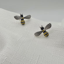 Load image into Gallery viewer, Enamel Bee Stud Earrings, Silver Jewellery
