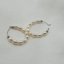 Load image into Gallery viewer, Freshwater Pearl Cuff Hoop Earrings, Sterling Silver
