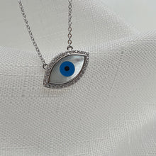 Load image into Gallery viewer, Mother of pearl Evil Eye Necklace, Sterling Silver
