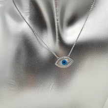 Load image into Gallery viewer, Mother of pearl Evil Eye Necklace, Sterling Silver
