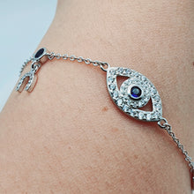 Load image into Gallery viewer, Evil Eye &amp; Horseshoe Bracelet, Sterling Silver
