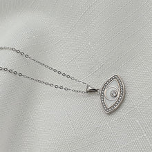 Load image into Gallery viewer, White Evil Eye Enamel Necklace, Sterling Silver
