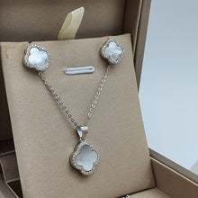 Load image into Gallery viewer, Mother of Pearl 4 Leaf Clover Set, Sterling Silver
