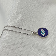 Load image into Gallery viewer, Evil Eye Enamel Round Necklace, Sterling Silver
