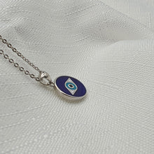 Load image into Gallery viewer, Evil Eye Enamel Round Necklace, Sterling Silver
