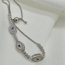 Load image into Gallery viewer, Triple Evil Eye Bracelet, Sterling Silver
