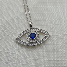 Load image into Gallery viewer, Large Evil Eye Necklace, Sterling Silver
