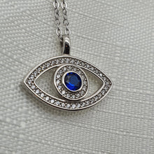 Load image into Gallery viewer, Large Evil Eye Necklace, Sterling Silver
