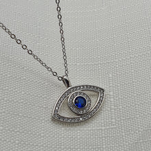 Load image into Gallery viewer, Large Evil Eye Necklace, Sterling Silver
