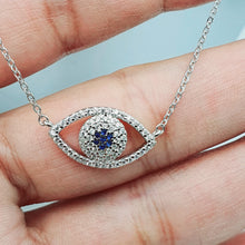 Load image into Gallery viewer, Large Evil Eye Necklace, Sterling Silver
