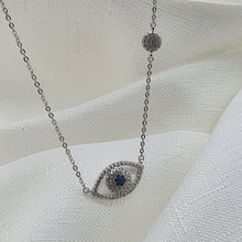 Load image into Gallery viewer, Large Evil Eye Necklace, Sterling Silver
