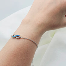 Load image into Gallery viewer, Infinity Blue Fire Opal Bracelet, Sterling Silver
