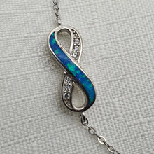Load image into Gallery viewer, Infinity Blue Fire Opal Bracelet, Sterling Silver
