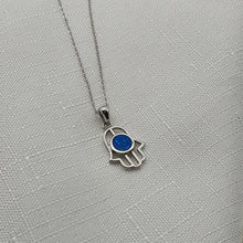 Load image into Gallery viewer, Hamsa Hand Round Opal Necklace, Sterling Silver
