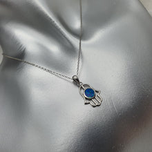 Load image into Gallery viewer, Hamsa Hand Round Opal Necklace, Sterling Silver

