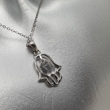 Load image into Gallery viewer, Hamsa Hand Round Opal Necklace, Sterling Silver
