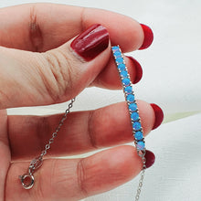 Load image into Gallery viewer, Created Blue Opal Bracelet, Sterling Silver
