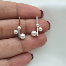 Load image into Gallery viewer, Modern Design Freshwater Stud Earrings, Sterling Silver
