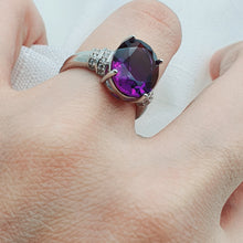 Load image into Gallery viewer, Natural Amethyst Gemstone Ring, Sterling Silver
