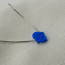 Load image into Gallery viewer, Created Fire Opal Hamsa Hand Pendant &amp; Chain, Sterling Silver
