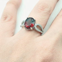 Load image into Gallery viewer, Oval Garnet Ring, Sterling Silver
