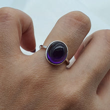 Load image into Gallery viewer, Natural Oval Amethyst Gemstone Ring, Sterling Silver
