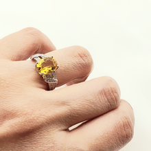 Load image into Gallery viewer, Natural Oval Citrine Gemstone Ring, Sterling Silver
