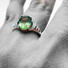 Load image into Gallery viewer, Natural Oval Peridot Gemstone Ring, Sterling Silver
