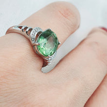 Load image into Gallery viewer, Natural Oval Peridot Gemstone Ring, Sterling Silver

