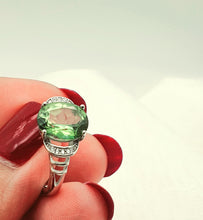 Load image into Gallery viewer, Natural Oval Peridot Gemstone Ring, Sterling Silver
