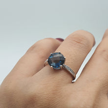 Load image into Gallery viewer, Natural Round Sapphire Gemstone Ring, Sterling Silver
