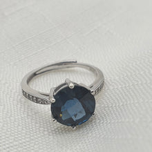 Load image into Gallery viewer, Natural Round Sapphire Gemstone Ring, Sterling Silver
