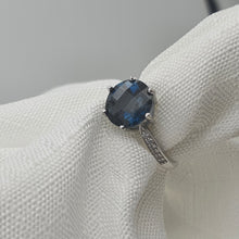 Load image into Gallery viewer, Natural Round Sapphire Gemstone Ring, Sterling Silver
