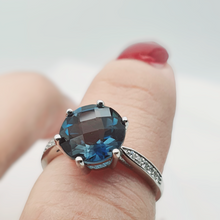 Load image into Gallery viewer, Natural Round Sapphire Gemstone Ring, Sterling Silver
