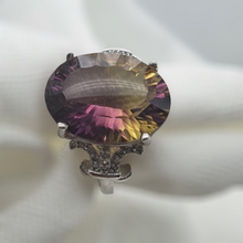 Load image into Gallery viewer, Natural Large Bi-Color Tourmaline Ring, Sterling Silver
