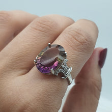 Load image into Gallery viewer, Natural Large Bi-Color Tourmaline Ring, Sterling Silver
