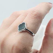 Load image into Gallery viewer, Natural Gemstone Clover Ring, Sterling Silver
