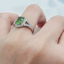Load image into Gallery viewer, Natural Oval Peridot Gemstone Ring, Sterling Silver
