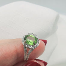 Load image into Gallery viewer, Natural Oval Peridot Gemstone Ring, Sterling Silver
