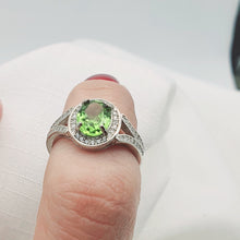 Load image into Gallery viewer, Natural Oval Peridot Gemstone Ring, Sterling Silver
