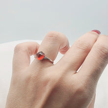 Load image into Gallery viewer, Natural Square Garnet Gemstone Ring, Sterling Silver
