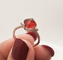 Load image into Gallery viewer, Natural Square Garnet Gemstone Ring, Sterling Silver
