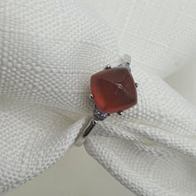Load image into Gallery viewer, Natural Square Garnet Gemstone Ring, Sterling Silver
