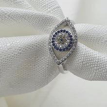 Load image into Gallery viewer, Evil eye Icon Ring, Sterling Silver
